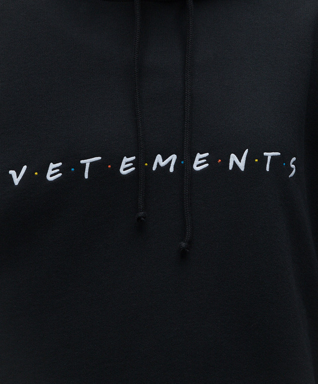 Vetements Black hoodie with logo embroidery UE54HD400B image 5