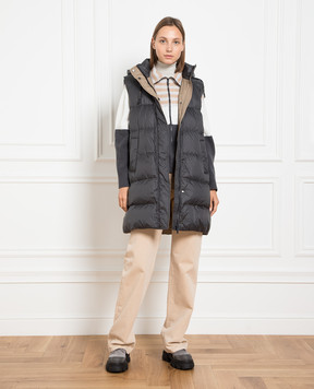 Brunello Cucinelli Серый пуховый жилет с цепочкой мониль MH5049623
