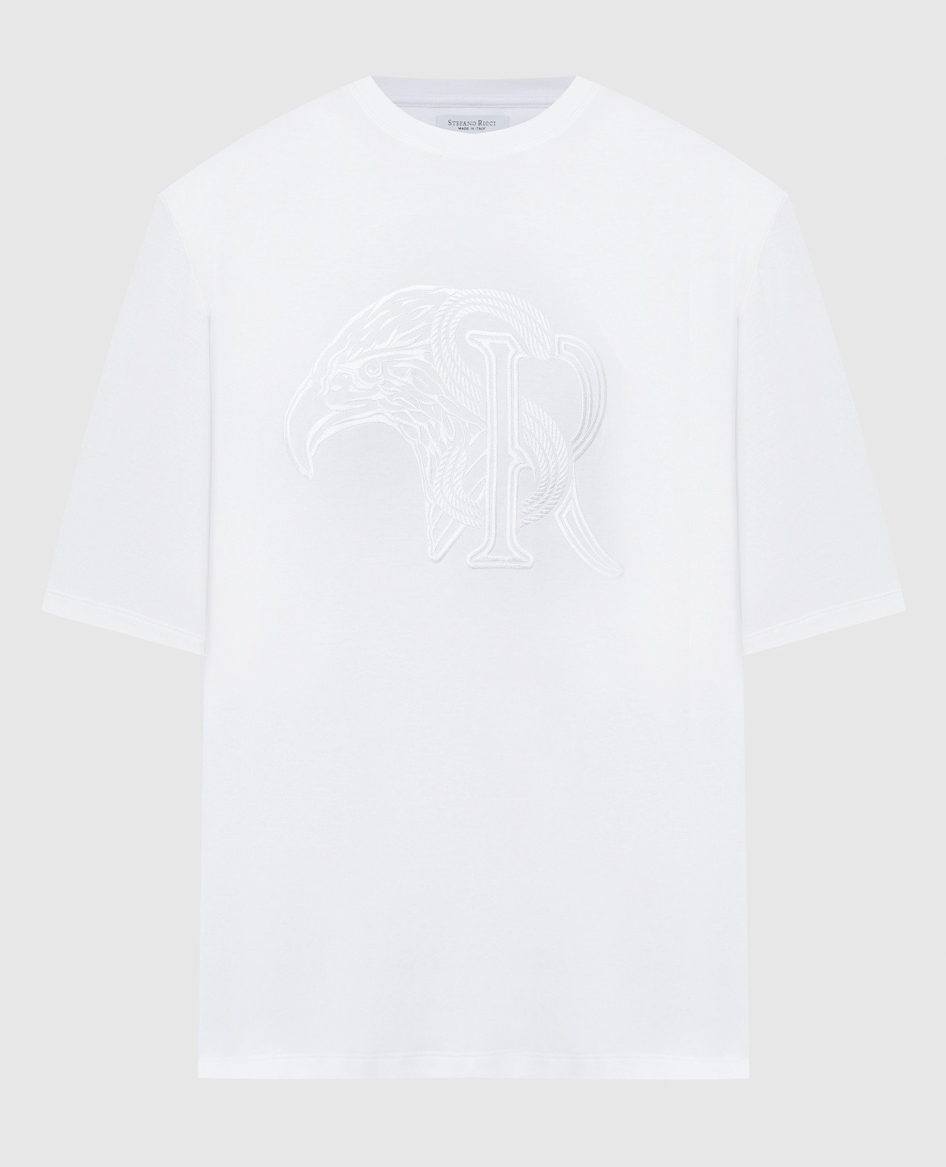 White t-shirt with logo embroidery