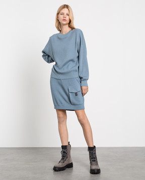 Brunello Cucinelli Голубая юбка в рубчик с эколатунью M19174289P