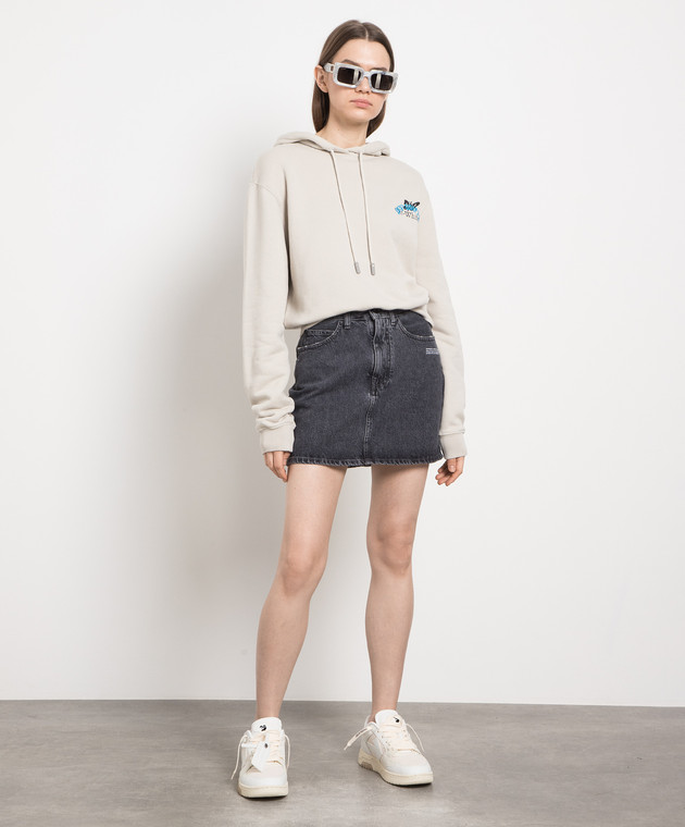 Off-White Beige hoodie with logo embroidery OWBB016S23JER004 image 2