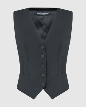 Dolce&Gabbana Черный жилет из шерсти и шелка F79H5TFUBGC