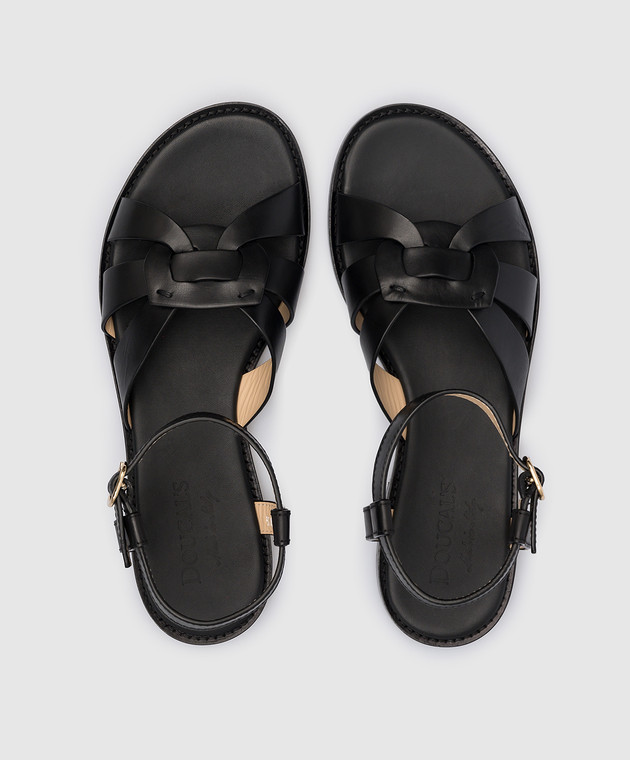 Doucal's Black leather sandals DD8644BETTUF073 изображение 4
