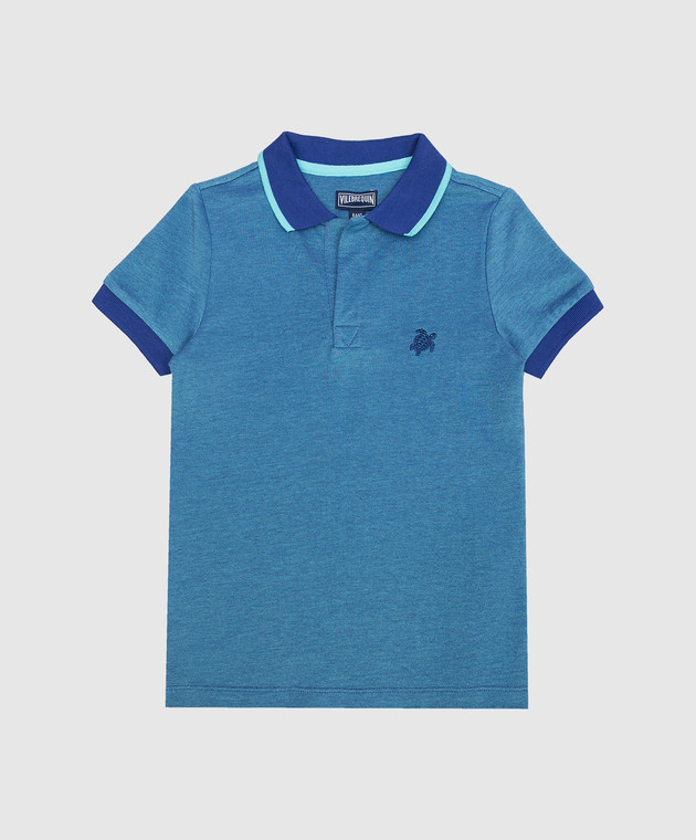 Vilebrequin Kids Blue Pantin Logo Embroidered Polo PNTH2N02