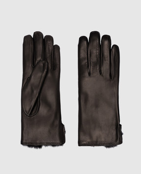 Caridei Чорні шкіряні рукавички на хутрі 10818