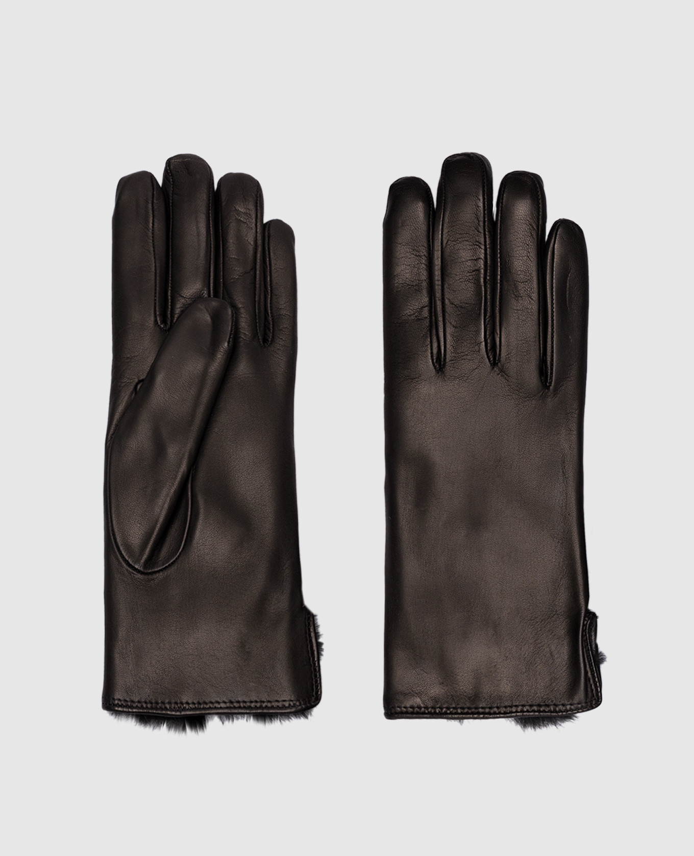 Черные кожаные перчатки на меху