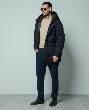 Moncler Синий пуховик Canche с логотипом 1C0001454272