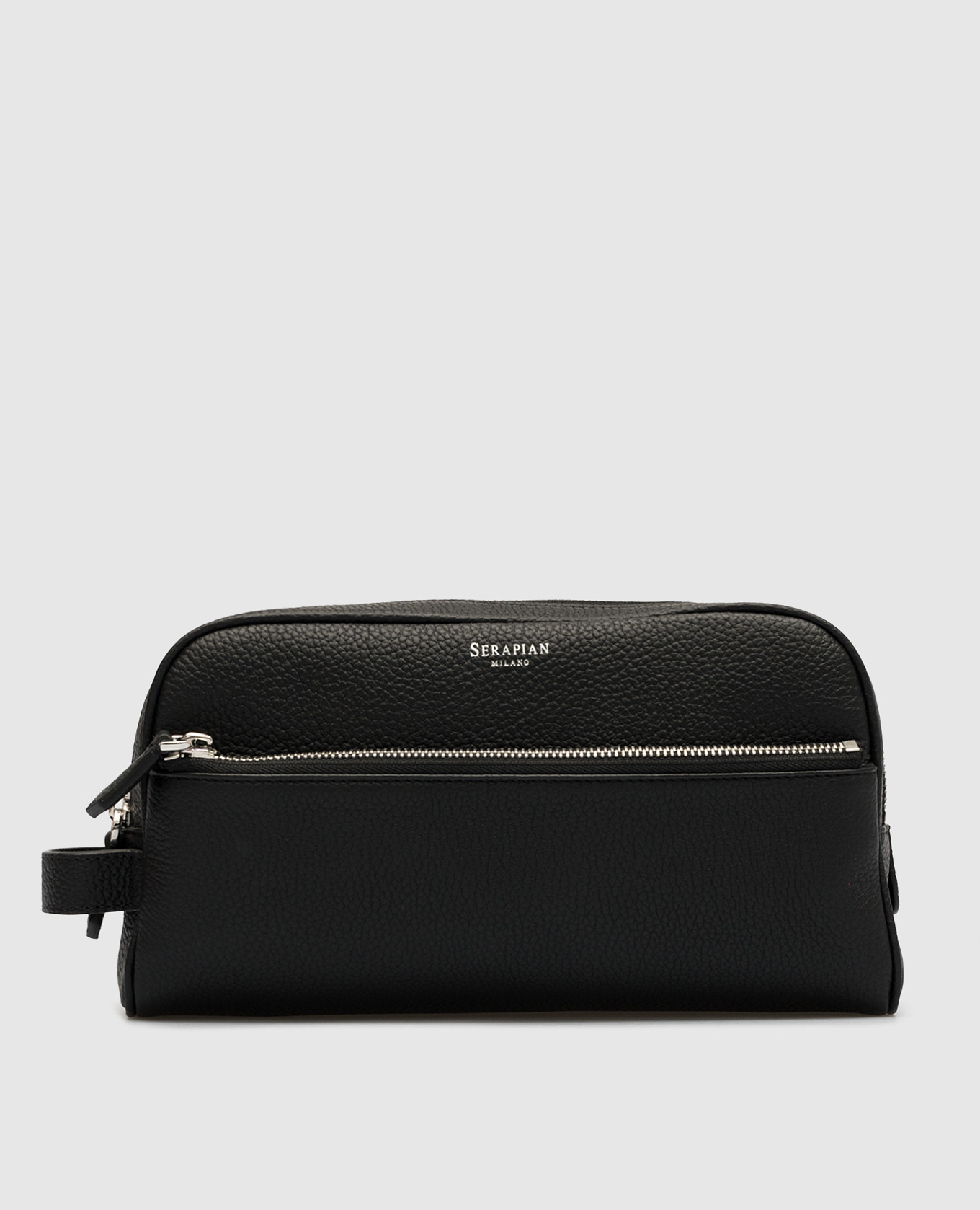 Black leather toiletry bag