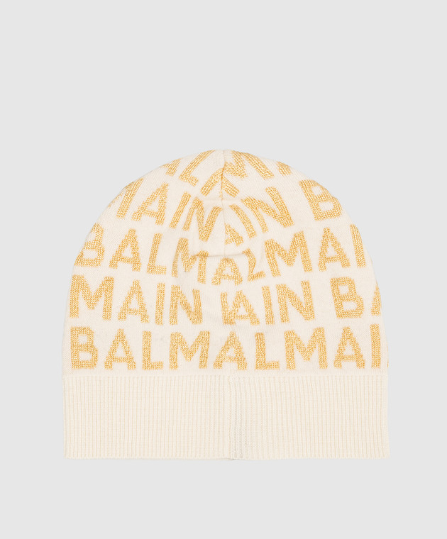 Balmain Children's white logo hat with lurex BT0A37Z1849 image 2