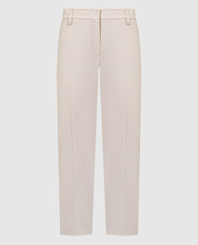 Brunello Cucinelli Бежеві штани з ланцюжком моніль з еколатуні M0F70P8594