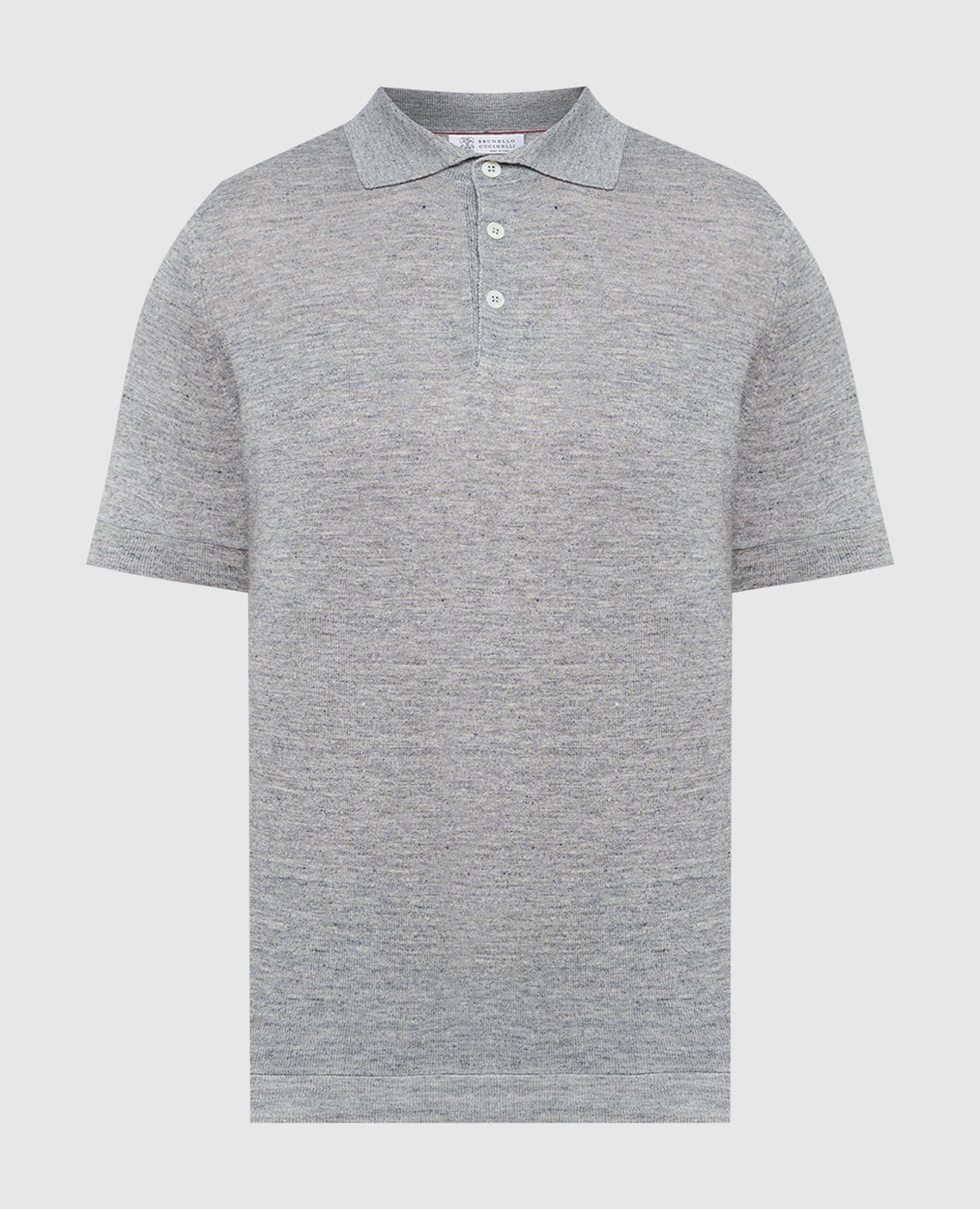 Gray melange polo shirt with linen