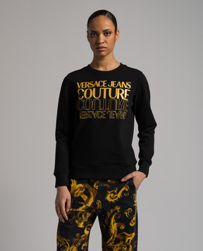 Versace Jeans Couture Чорний світшот з принтом логотипа Upside Down 76HAIC00CF00C