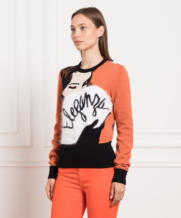 Dolce&Gabbana Orange sweater made of cashmere and wool with a pattern FX601TJAMJ5 image 3