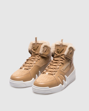 Giuseppe Zanotti Коричневые кожаные хайтопы Talon на меху. RW20056