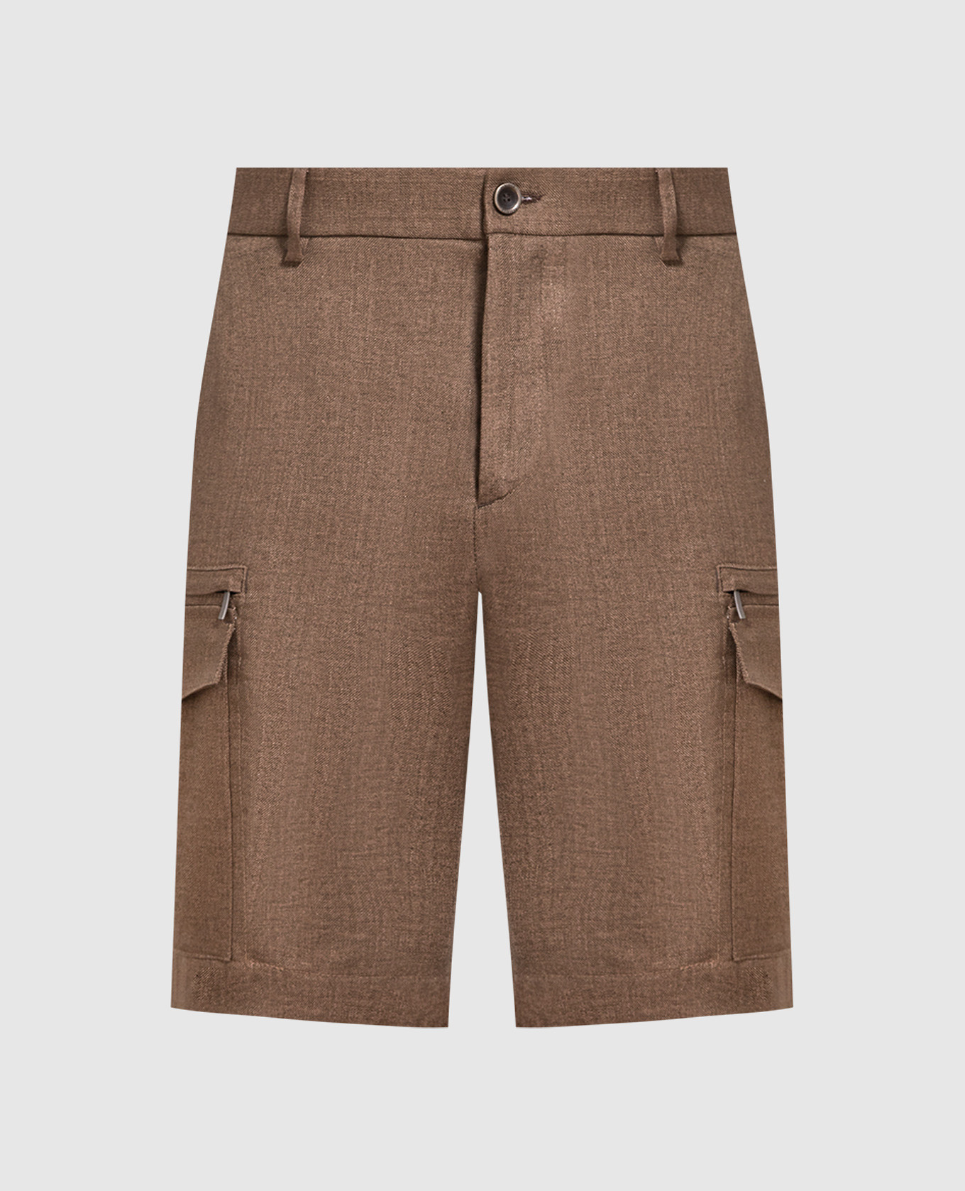 Brown linen cargo shorts