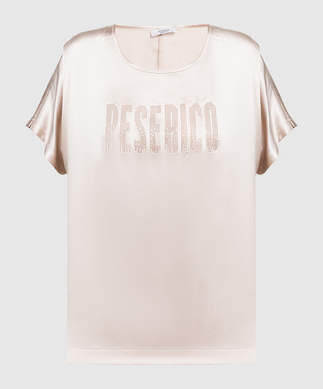 Peserico Світло-бежева блуза з шовку з ланцюжком моніль S0693400Q902372