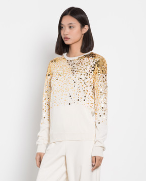 Carolina Herrera Бежевий джемпер з шовку та кашеміру з паєтками R2212E203KSW