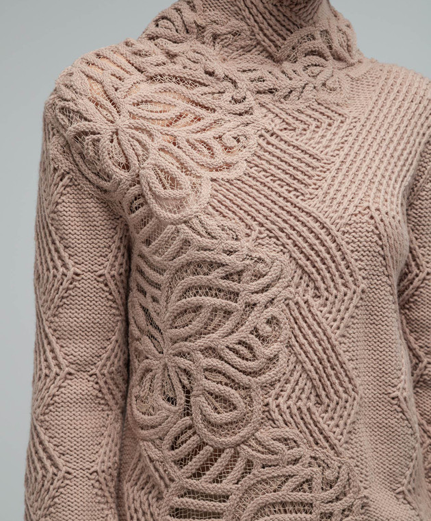 Ermanno Scervino Brown sweater in a textured pattern D435M745APHSK image 5