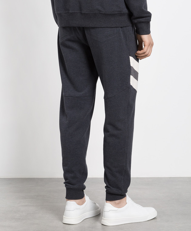 Brunello Cucinelli Темно-сірі джогери з контрастними вставками MTU143152G зображення 4