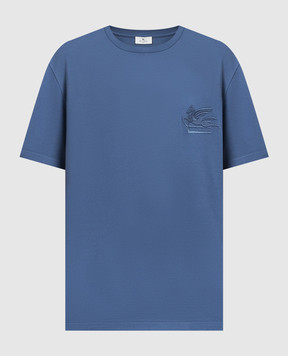 Etro Голубая футболка с вышивкой логотипа D135369628
