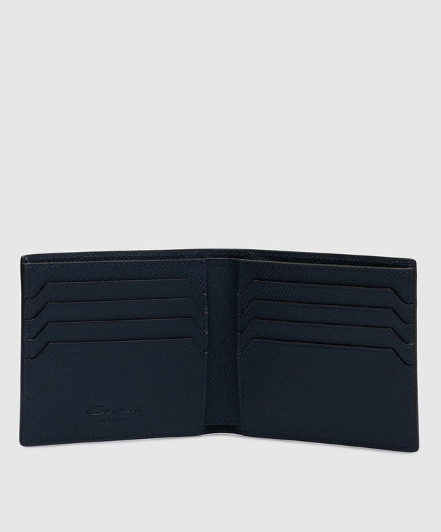 Santoni Синий кожаный портмоне с логотипом UFPPA2375FOANCF изображение 3