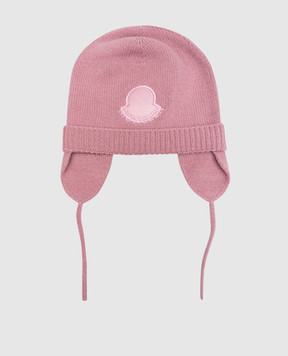Moncler ENFANT Детская розовая шапка из шерсти 3B00005M1241