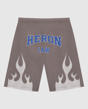 Heron Preston Серые шорты с принтом Heron Law Flames HMCI011S23JER004