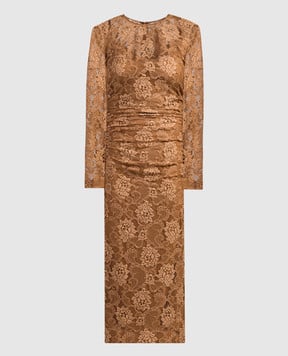 Dolce&Gabbana Коричневое платье из кружева F6DBATFLUBV