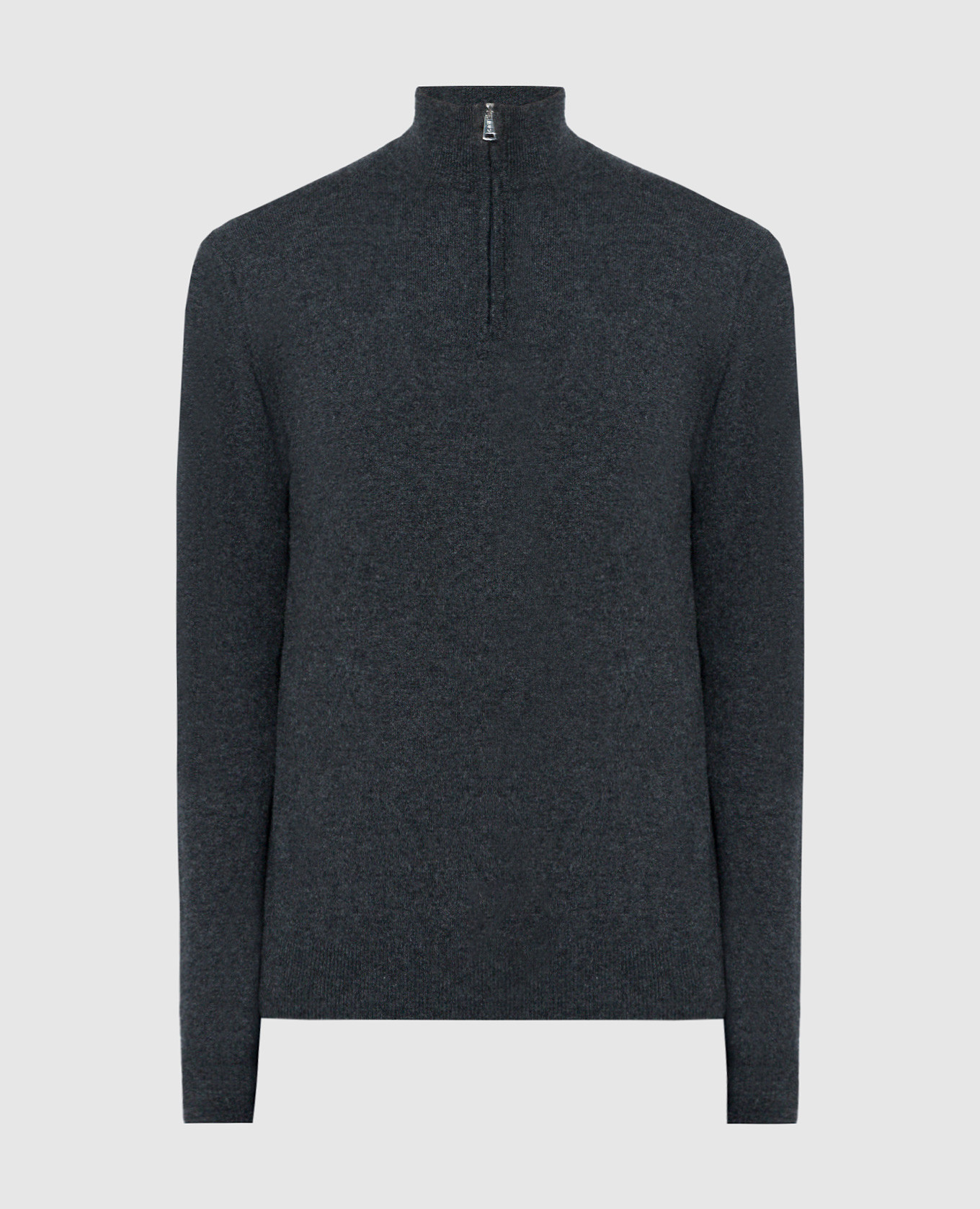 Gray cashmere jumper with zipper