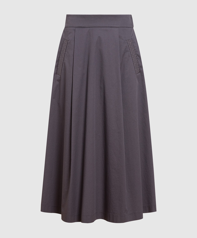 Peserico Gray midi skirt with monil chain P05815D01979