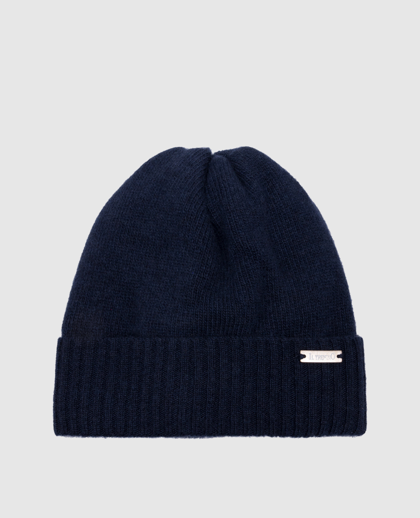 Baby blue wool and cashmere hat with logo