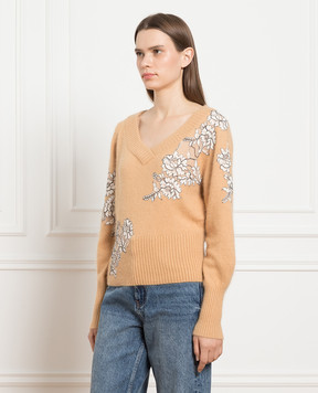 Twinset Коричневый пуловер с аппликацией 232TP3120
