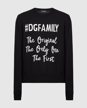 Dolce&Gabbana Черный свитер из шерсти с вышивкой GX399ZJAVNV
