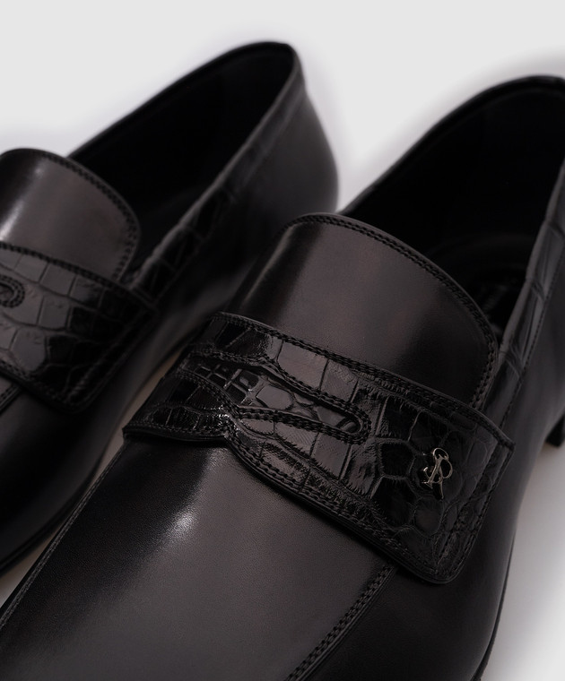 Stefano Ricci Black leather loafers with logo monogram UN71G2142VSCM image 5