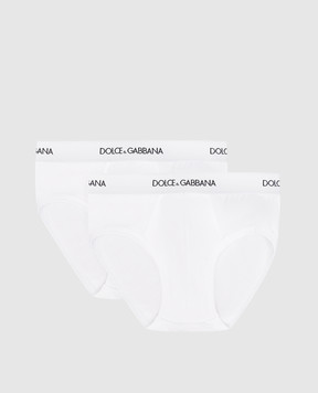 Dolce&Gabbana Детский набор белых трусиков-слепов с логотипом. L4J700G7OCT