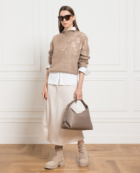 Brunello Cucinelli Коричневый свитер с пайетками MBP143704