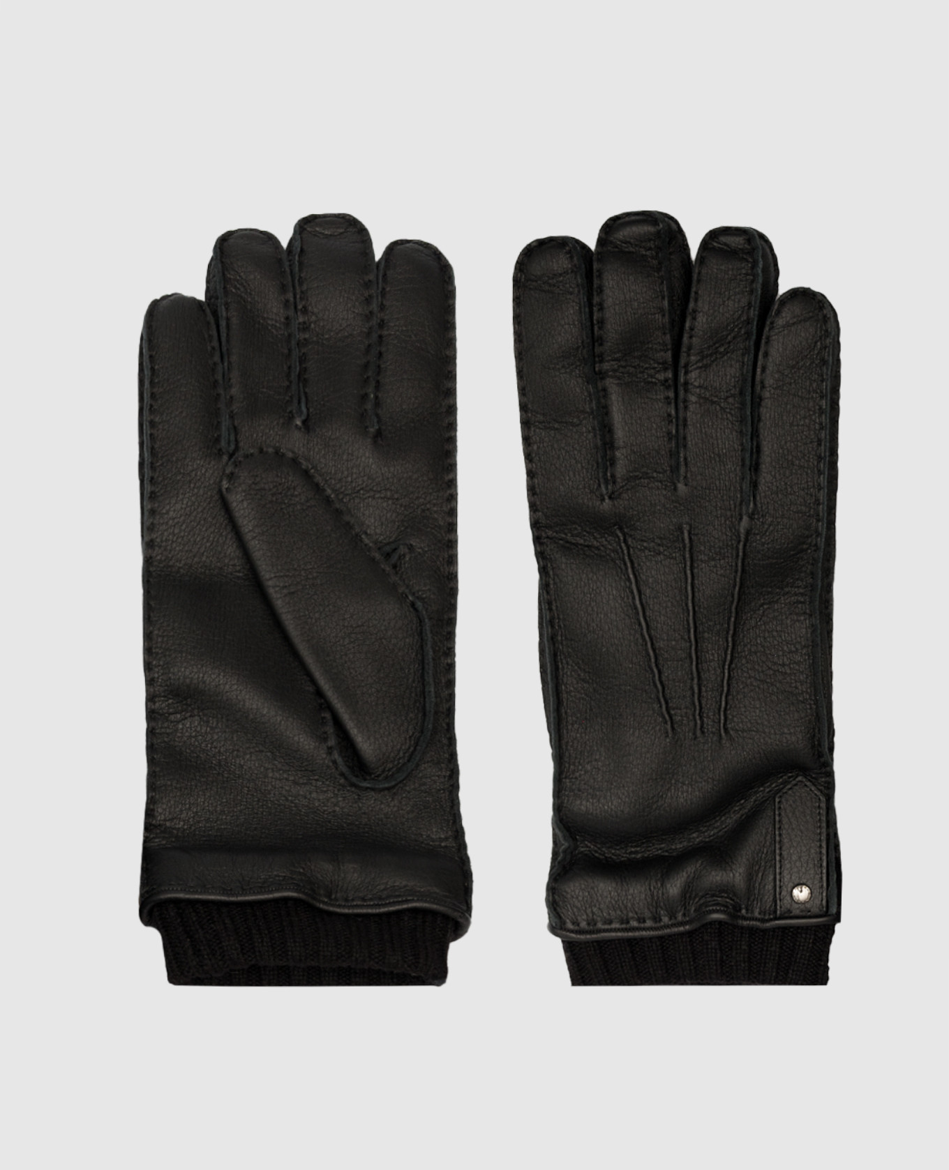 Черные перчатки из кожи оленя