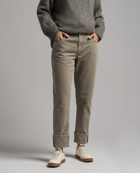 Brunello Cucinelli Джинси кольору хакі з ланцюжком моніль M0H43P5797