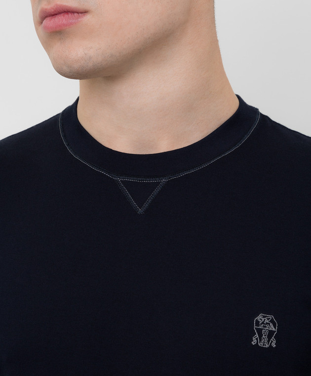 Brunello Cucinelli Темно-синяя футболка M0T611328G изображение 5