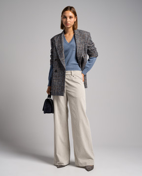 Brunello Cucinelli Голубой пуловер с цепочкой мониль из эколатуни M12186702