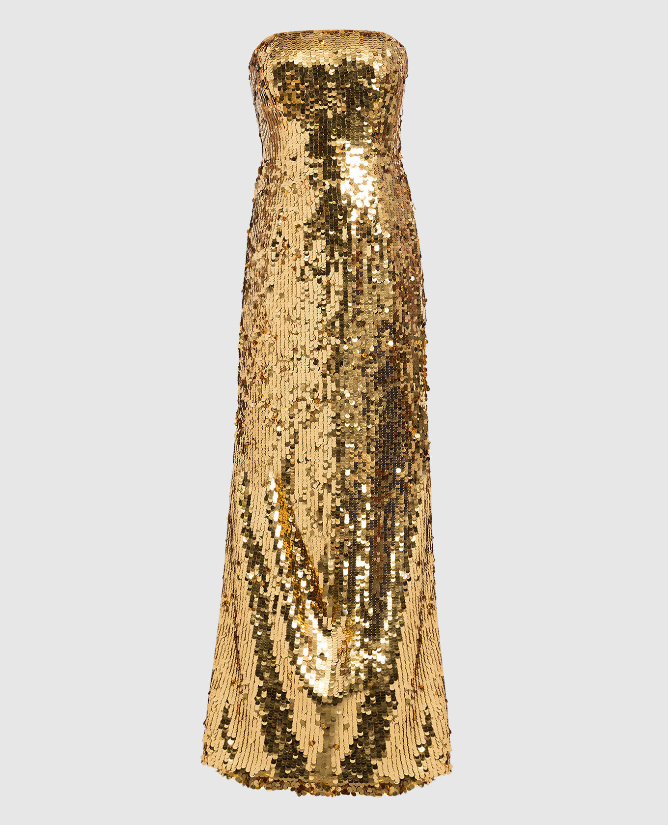 Золотистое платье макси с пайетками
