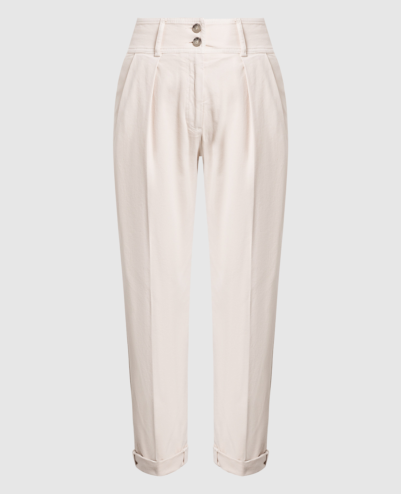 

Светло-бежевые брюки с отворотами, Бежевый, Укороченные брюки