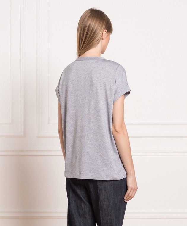 Brunello Cucinelli Gray t-shirt with monil chain M0A45EE520 изображение 4