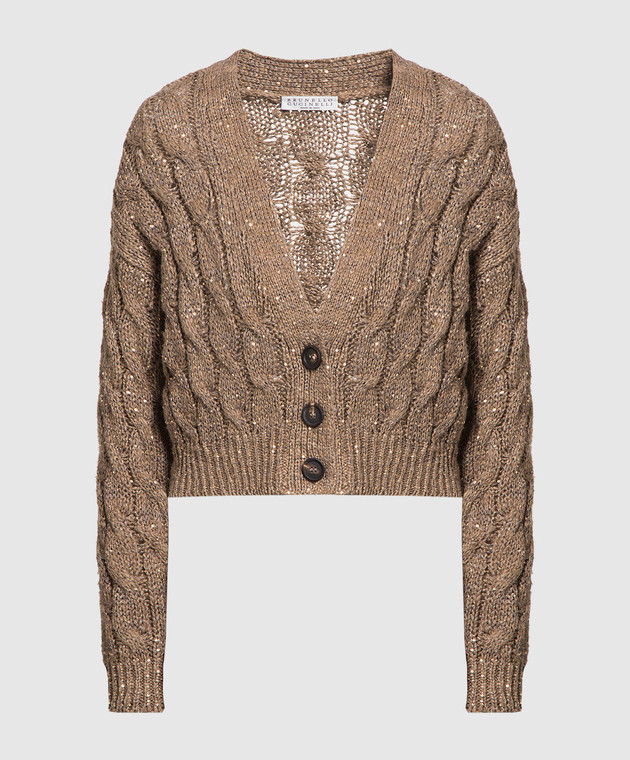 Brunello Cucinelli Brown cardigan with sequins MEA358606P