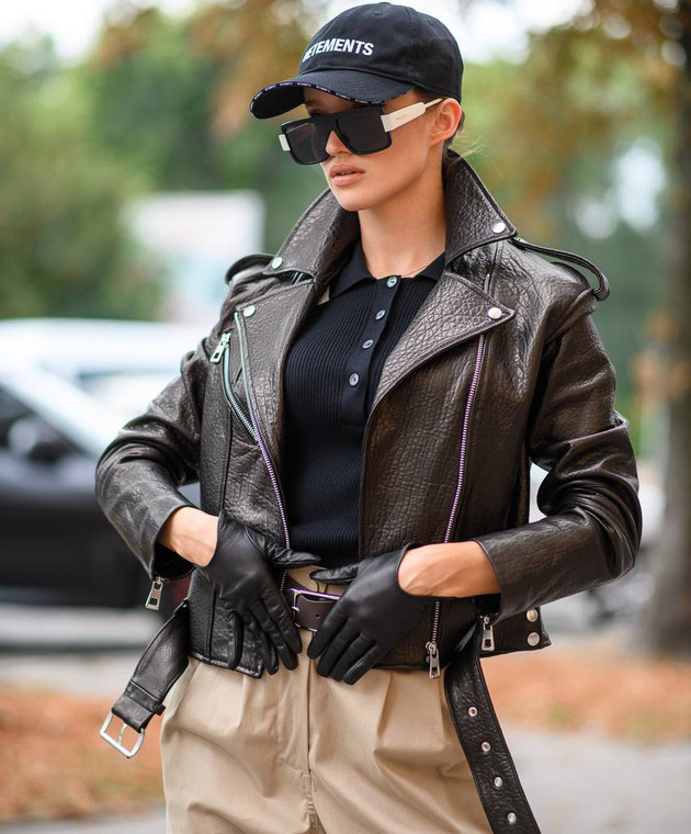 Caridei Черные кожаные перчатки 10720 изображение 5