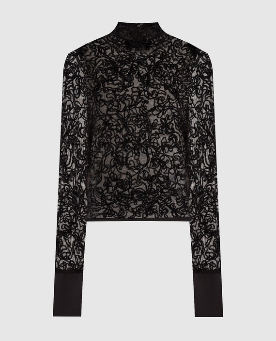 Black openwork blouse