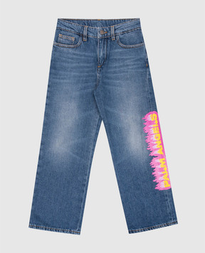Palm Angels Дитячі сині джинси з принтом логотипа PGYA004F23DEN003612
