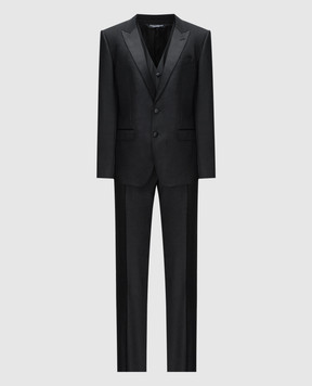 Dolce&Gabbana Чорний костюм з вовною і шовком Martini GK2WMTGG829