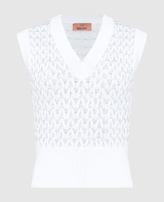 White vest with sequins