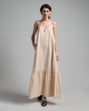 Peserico Бежева сукня з ланцюжком моніль S0202001509